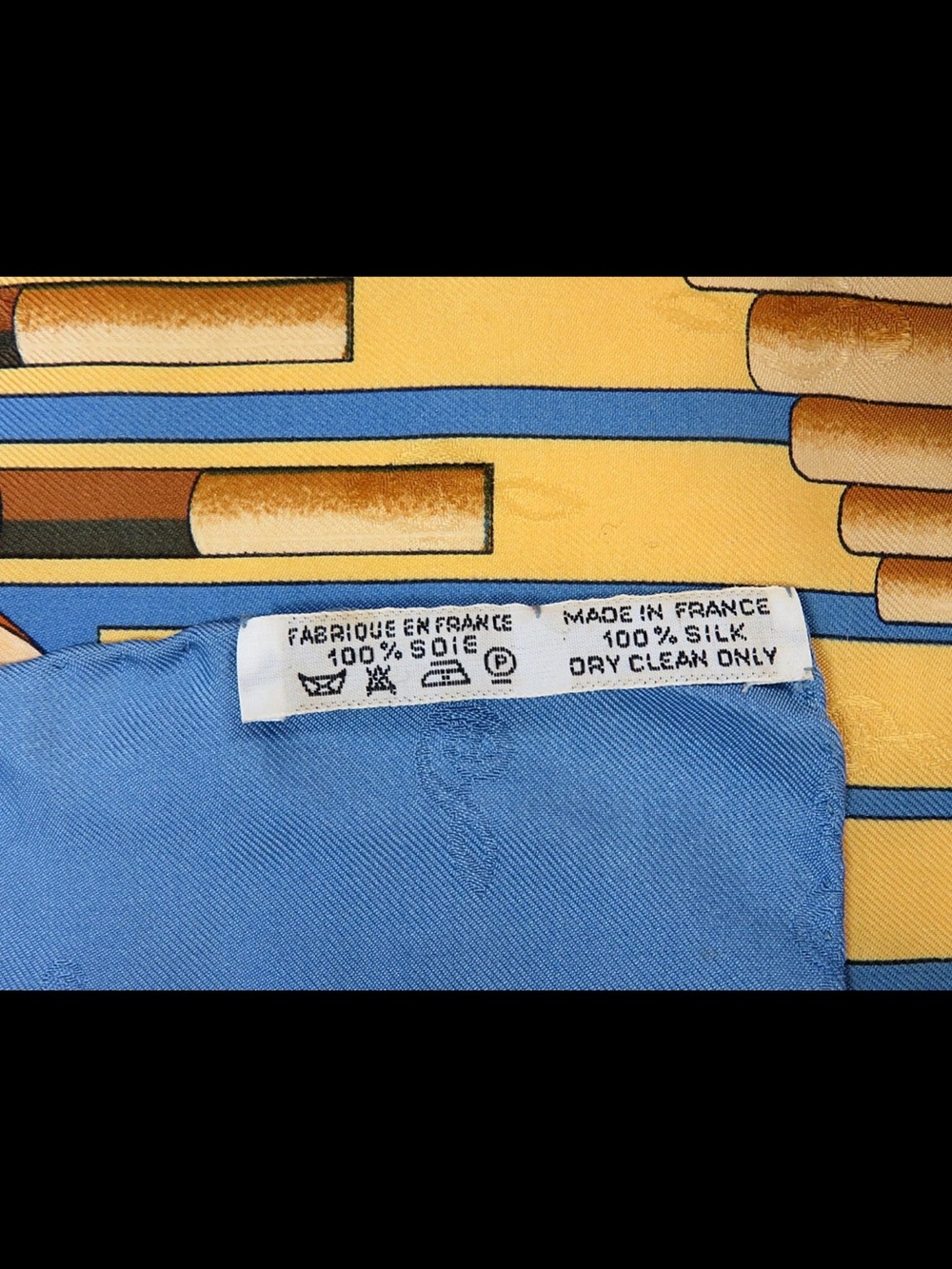 Hermes Blue and Gold Organ-Themed Silk Scarf - Picture 11 of 12